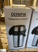 Olympia pump action stainless steel insulated Hot Drinks Dispenser, boxed and unused (LOCATION: