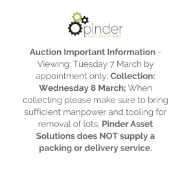 Auction Important Information - Viewing: Tuesday 7 March by appointment only; Collection: