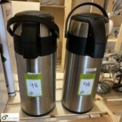2 Olympia pump action stainless steel insulated Hot Drinks Dispensers (LOCATION: Devon)