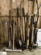 Quantity various Hand Tools including post hole, tampers, spades, shovels, etc