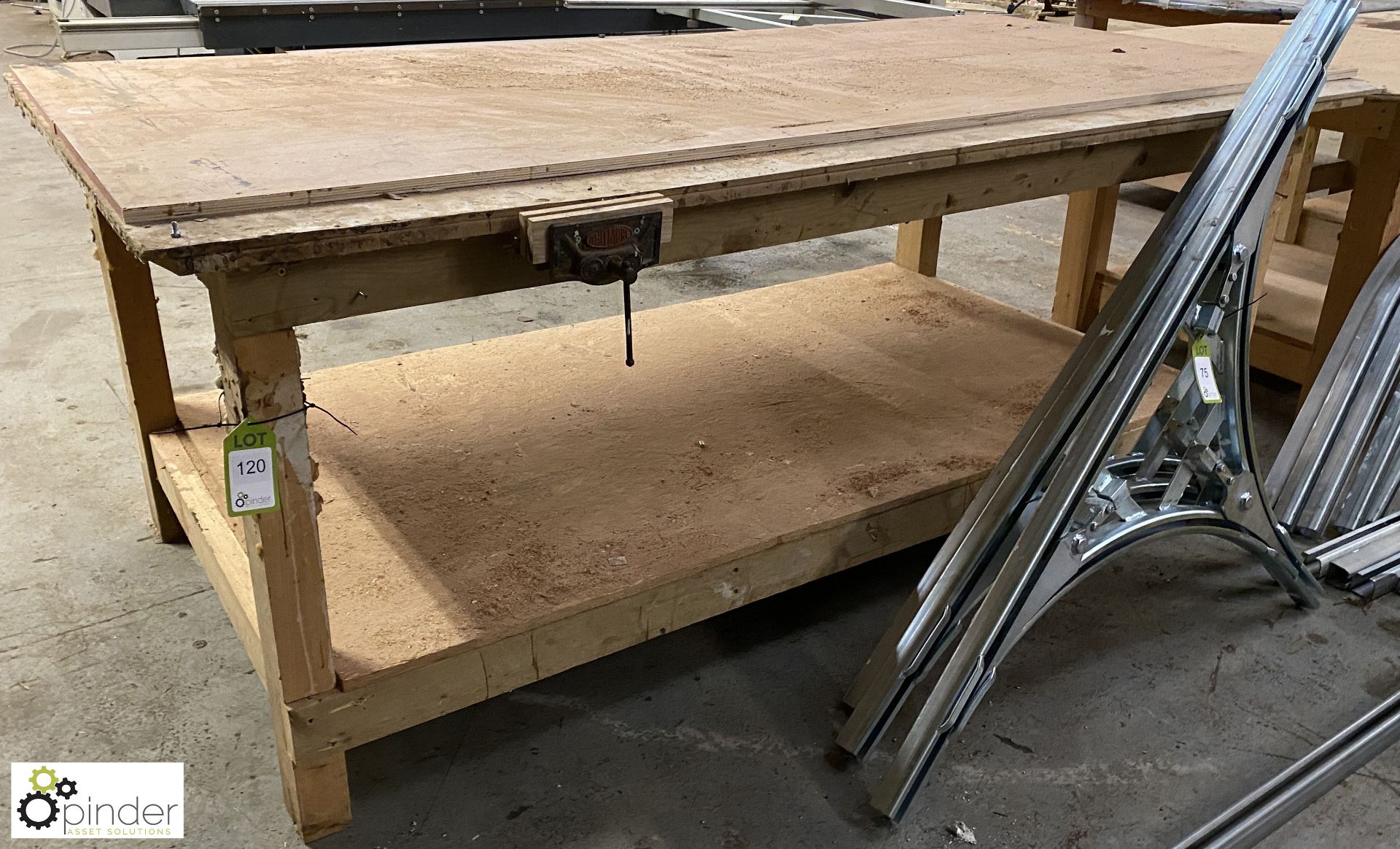 Timber Workbench, 2450mm x 1220mm x 920mm, with joiners vice
