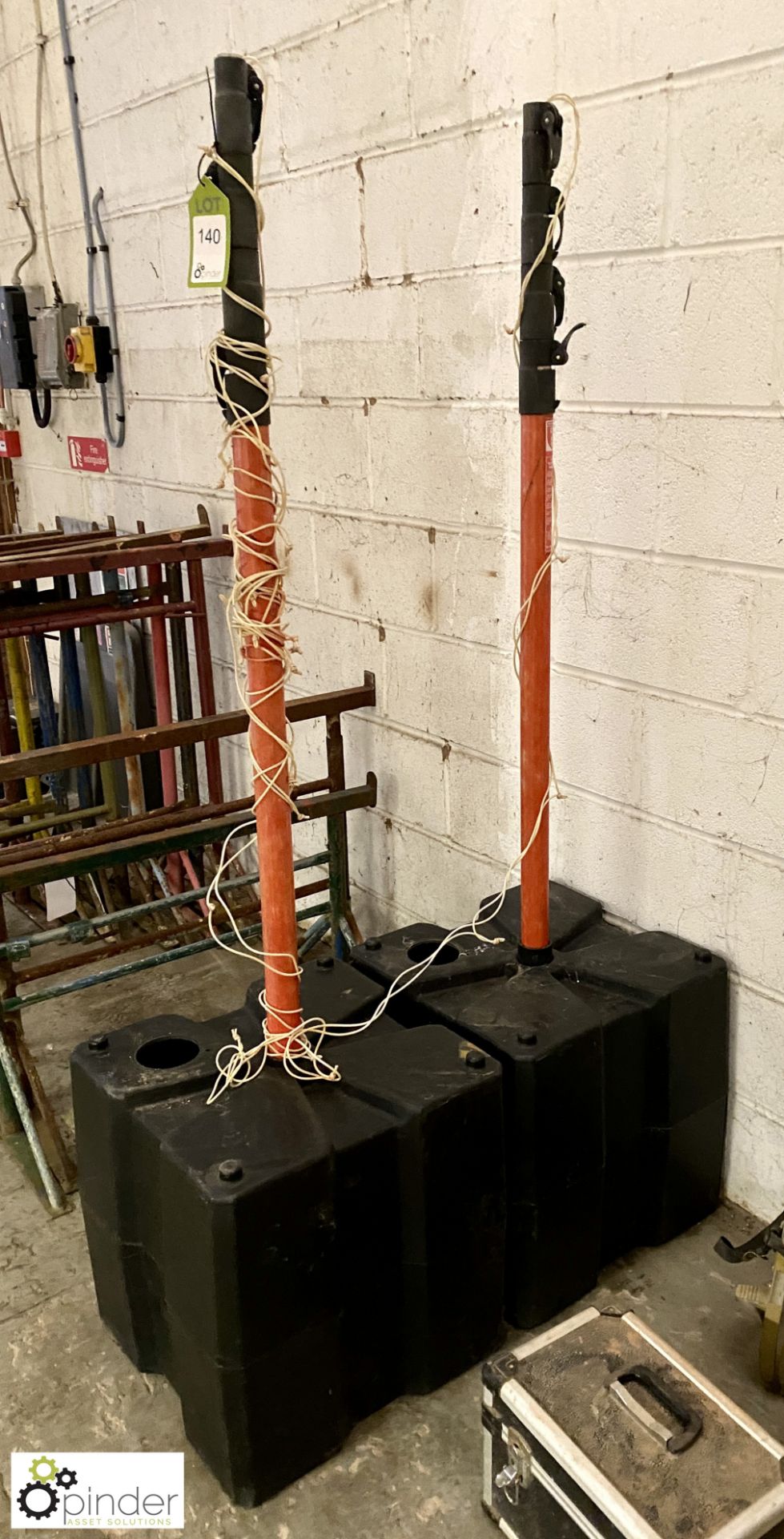 Pair extendable Warning Poles, with fillable plastic bases