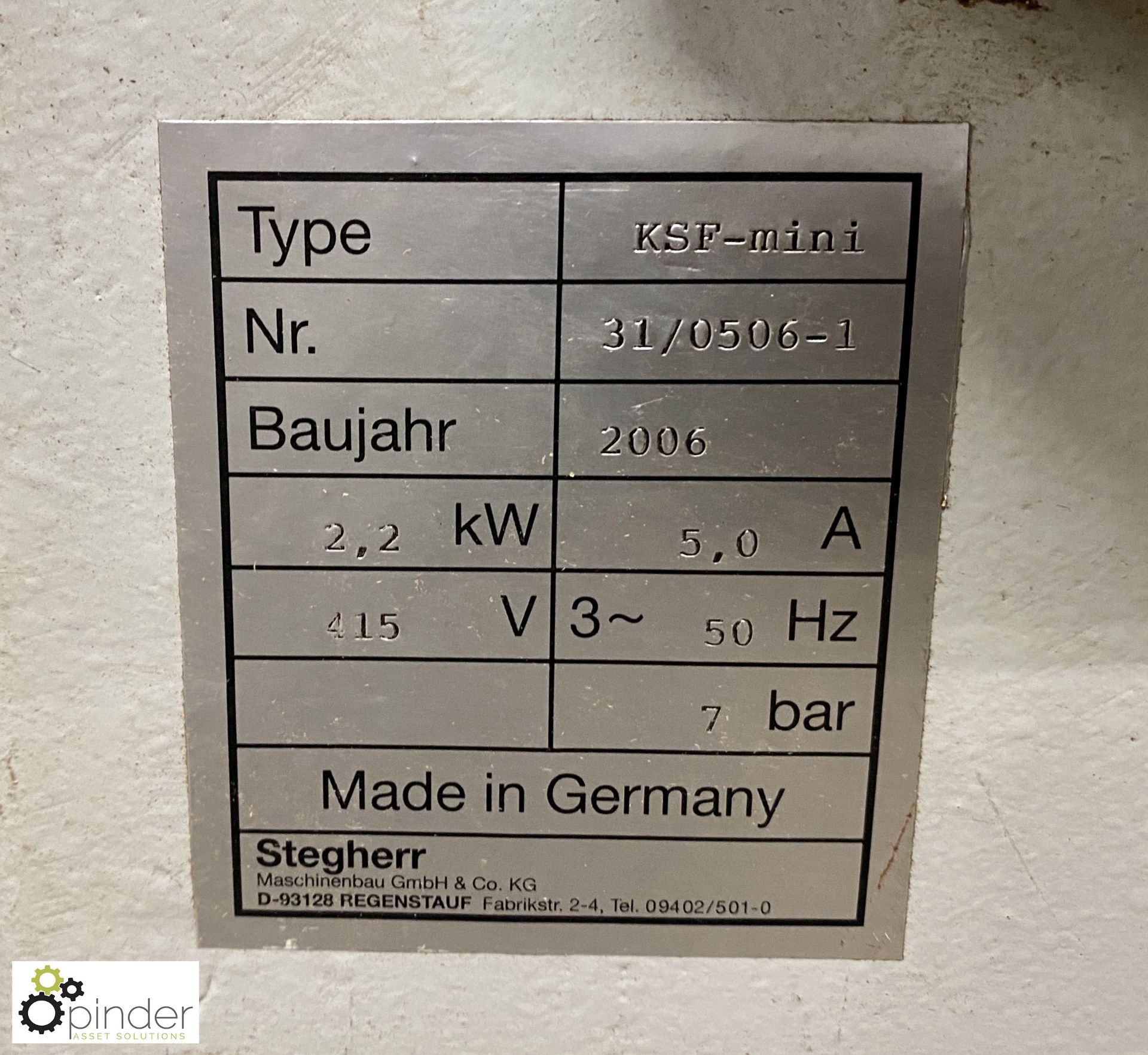 Stegherr KSF-Mini Cross Joint Milling Machine, year 2006, serial number 31/0506-1, 415volts - Image 5 of 8