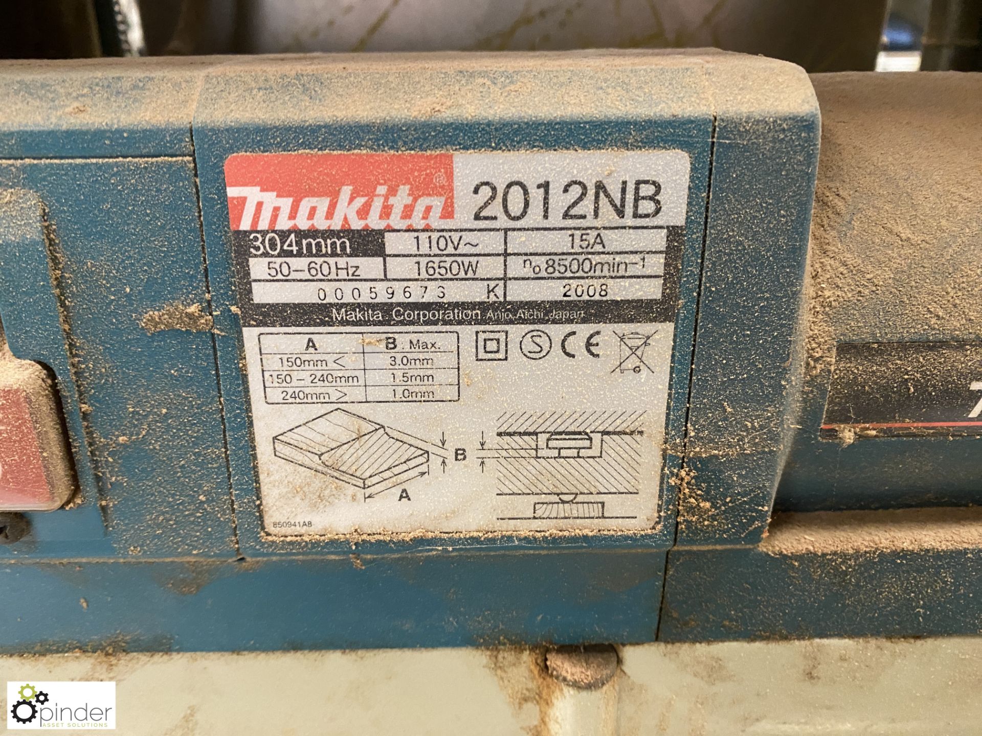 Makita 2012 NB Portable Planer Thicknesser, 300mm wide, 110volts - Image 3 of 7