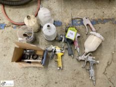 4 various Spray Guns, Pots, etc