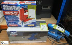 Clarke Jigsaw, 240volts, boxed and unused, Wickes Belt Sander, 240volts, boxed and unused and