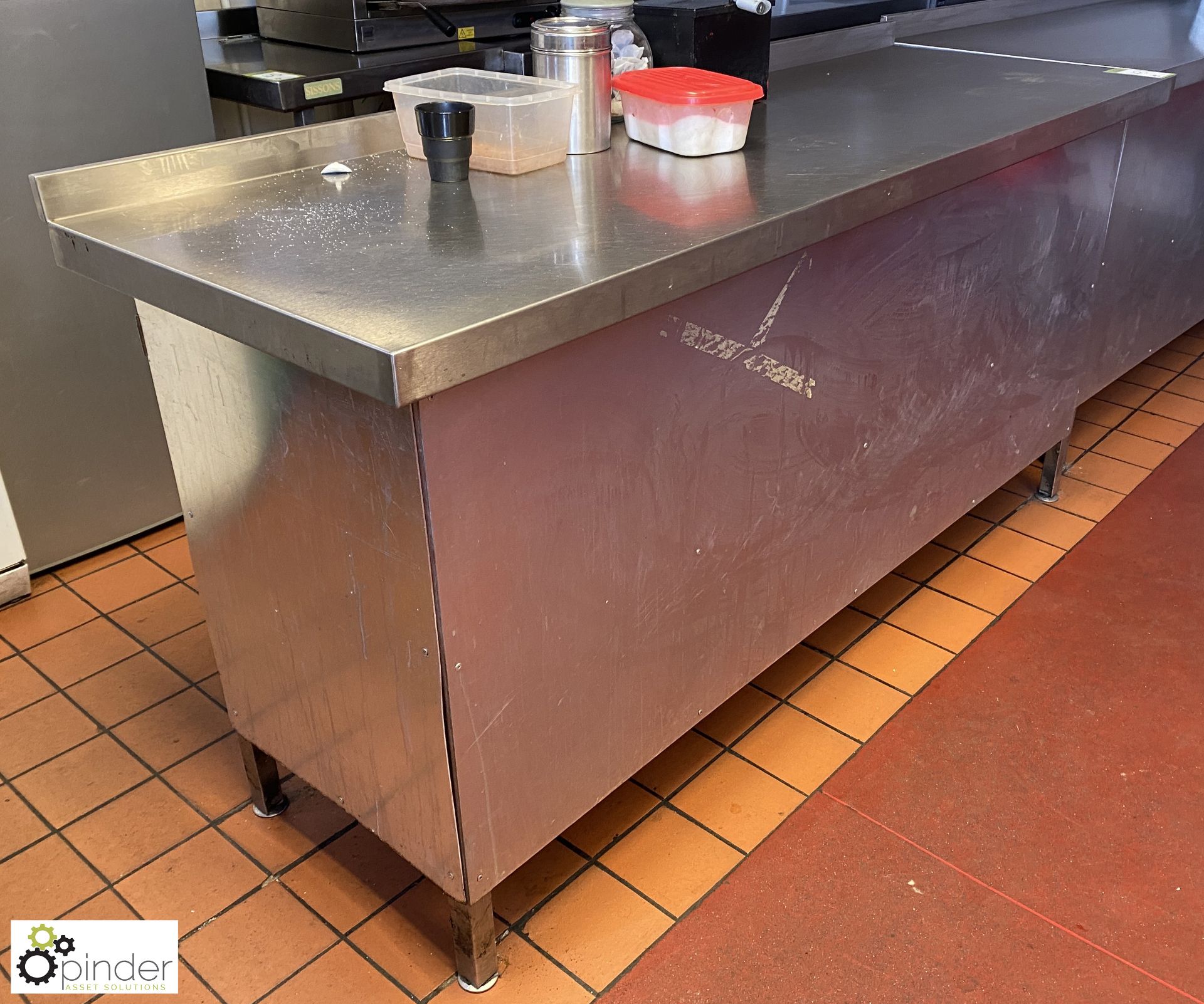 Stainless steel Preparation Table/Serving Counter, 1800mm x 600mm x 870mm, with double door - Image 2 of 5