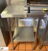 Stainless steel Preparation Table, 600mm x 600mm x 850mm, with under shelf and splash back