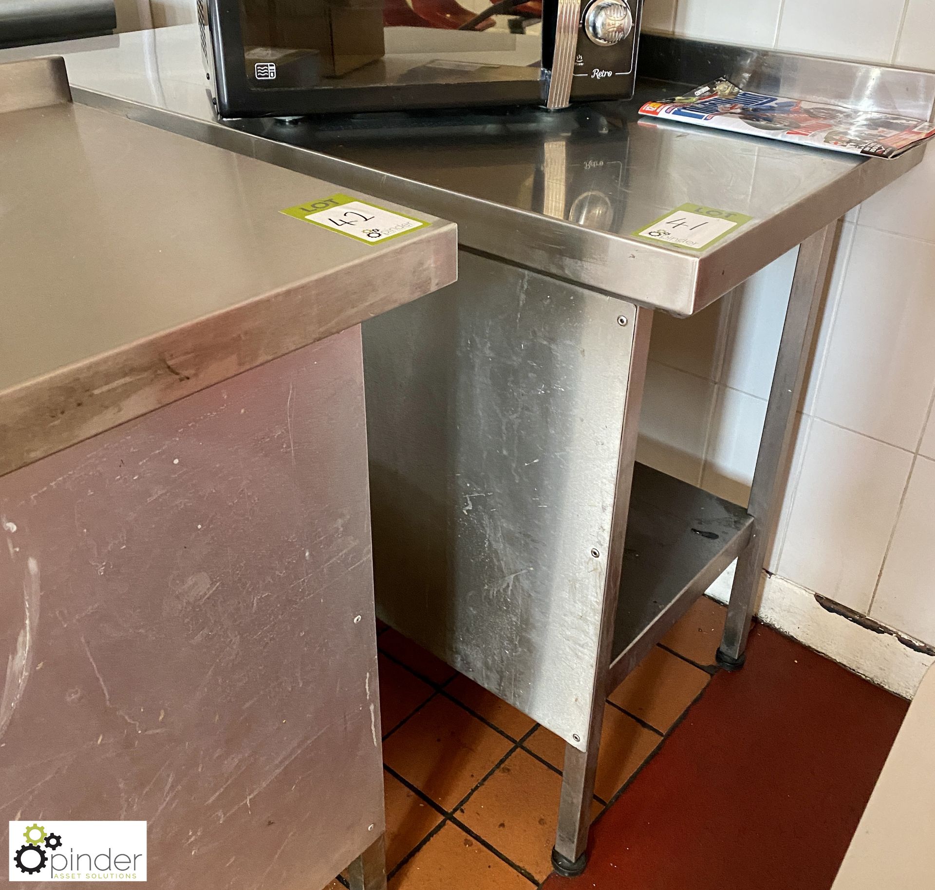 Stainless steel Preparation Table, 1200mm x 600mm x 850mm, with under shelf and splash back - Image 2 of 5