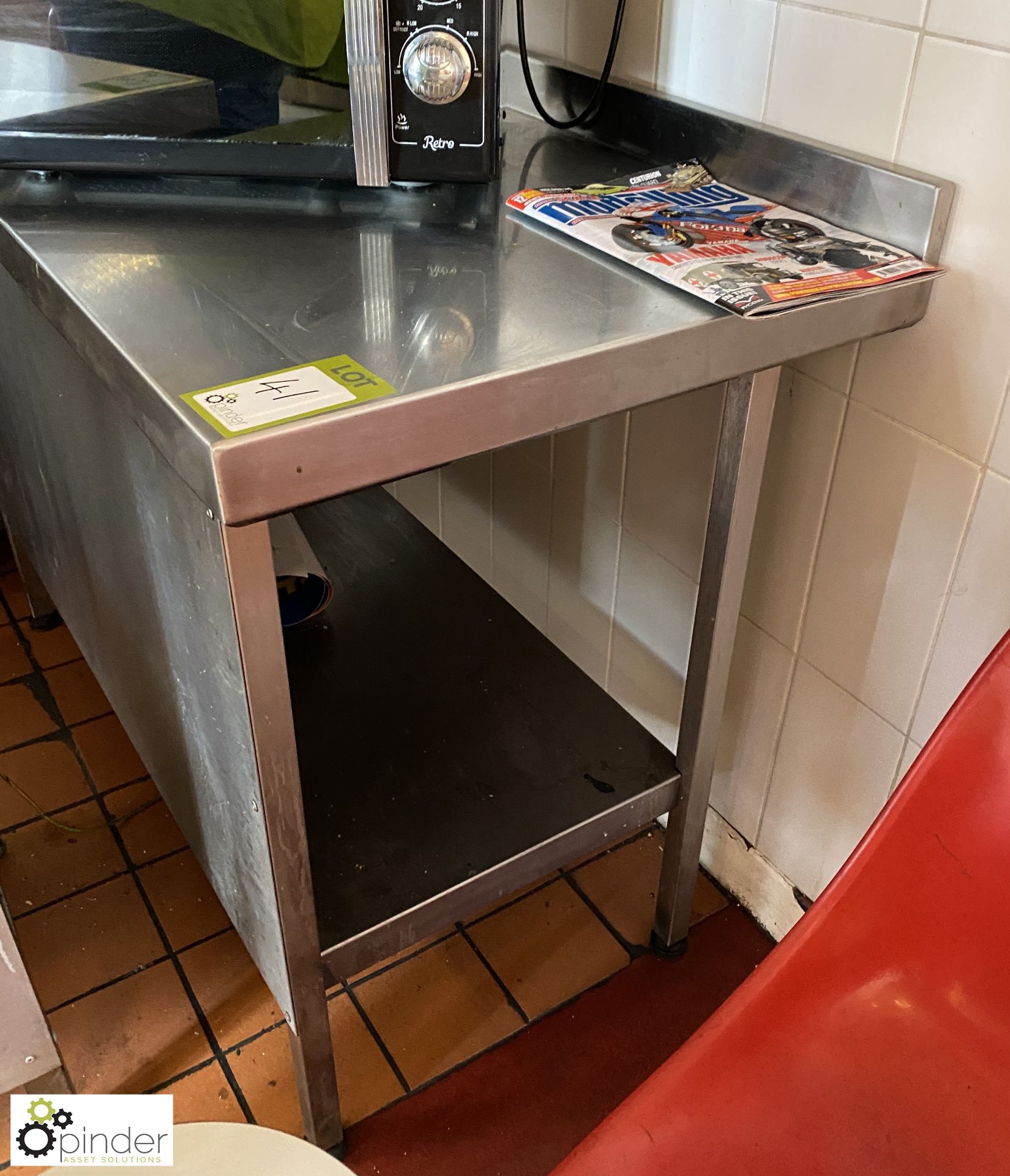 Stainless steel Preparation Table, 1200mm x 600mm x 850mm, with under shelf and splash back