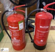 2 Water Fire Extinguishers, 9litres