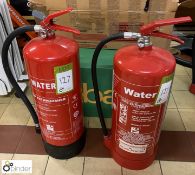 2 Water Fire Extinguishers, 9litres