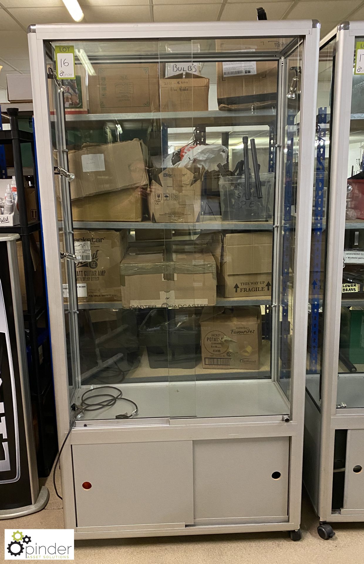 Mobile glazed illuminated Display Cabinet, 1000mm x 450mm x 2050mm, with shelves - Image 2 of 3