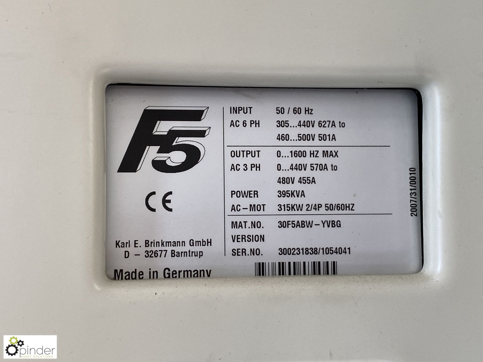 KEB Combivert Inverter Drive Panel, type 30F5ABW-WVBG, 415volts, 315kw (Location Carlisle Site 1) - Image 6 of 10