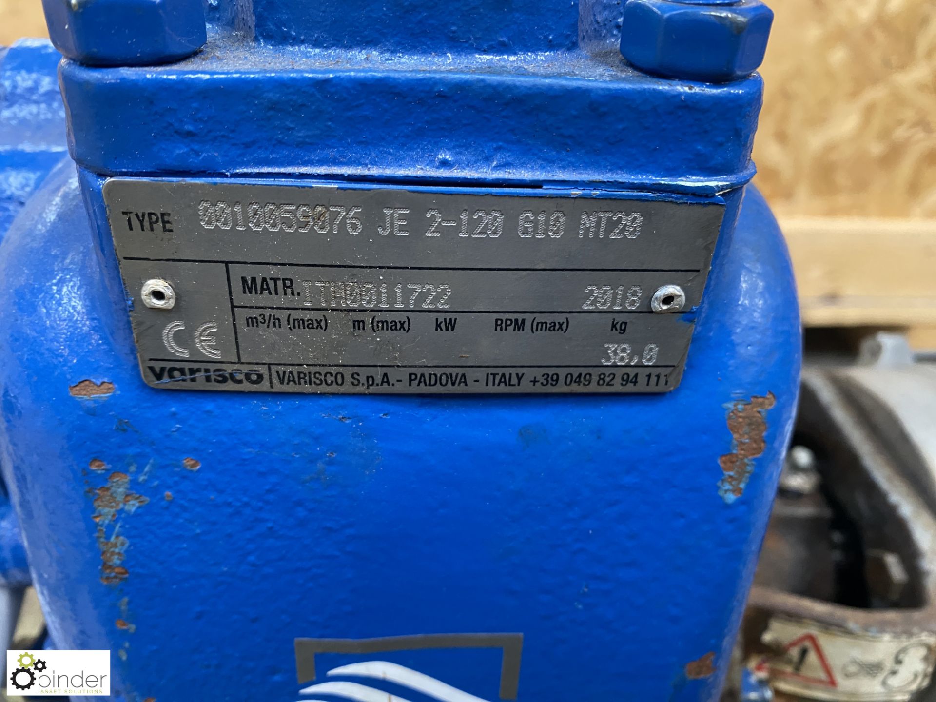 Varisco 0010059076 JE2-120 G10MT20 Pump, year 2017, with 2.2kw electric motor, 284rpm (Location - Image 3 of 5