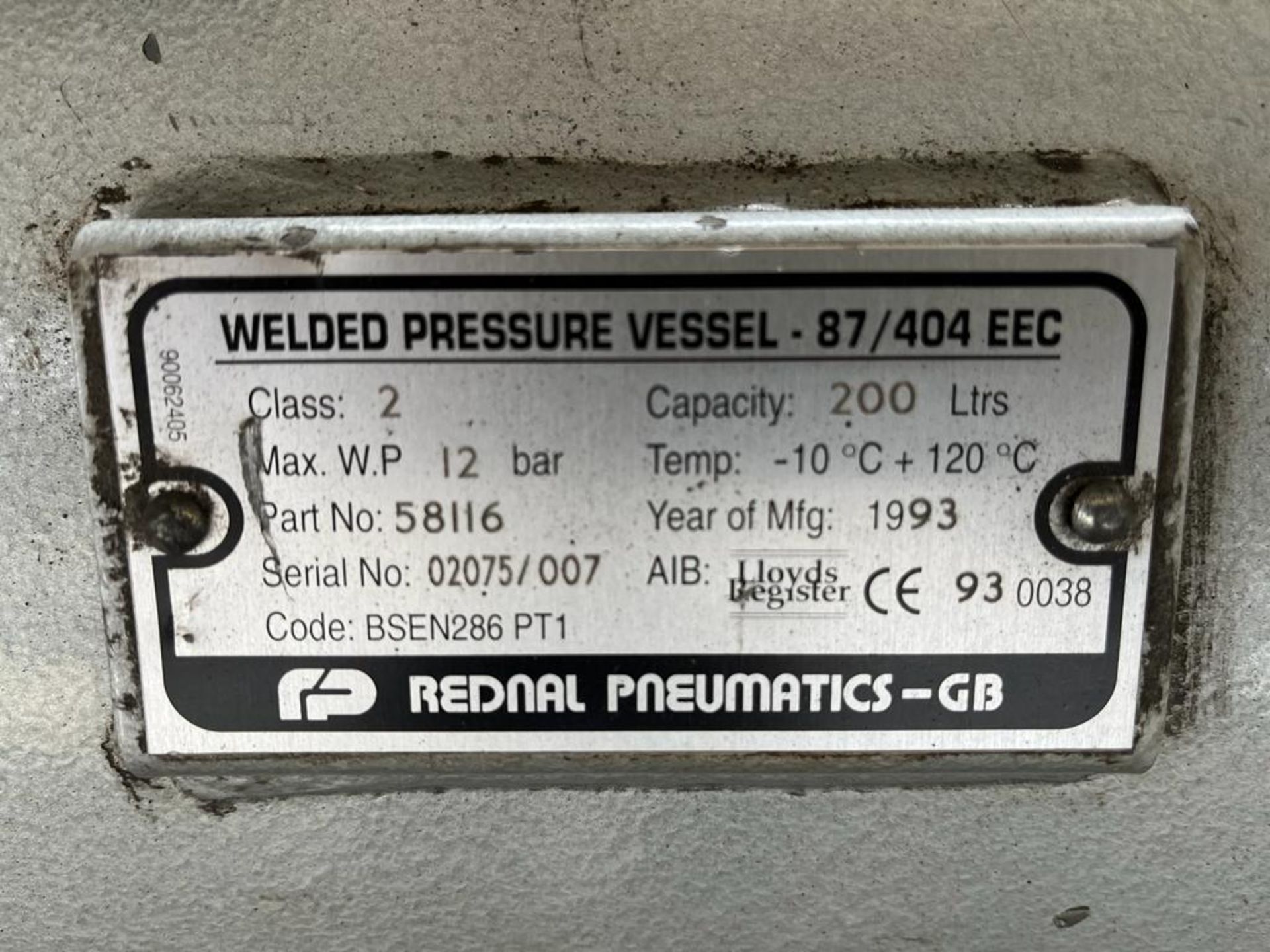 Hydrovane 25 Air Compressor, 4kw, with 200litre ho - Image 4 of 7