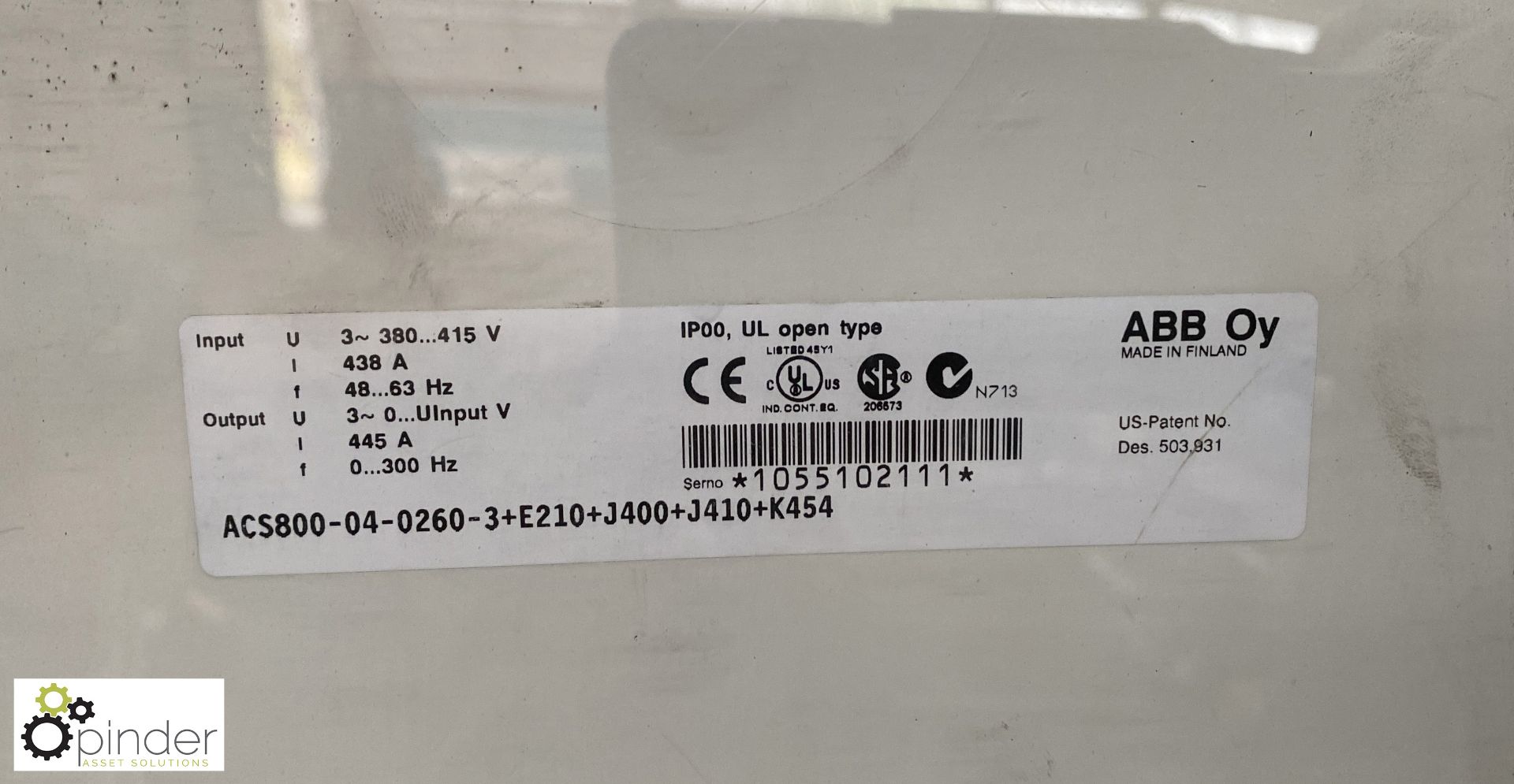 ABB ACS800-040-0260-3+E210+J400+J410+K454 Inverter Drive, 445amps, 200kw light duty, 160kw heavy - Image 5 of 9