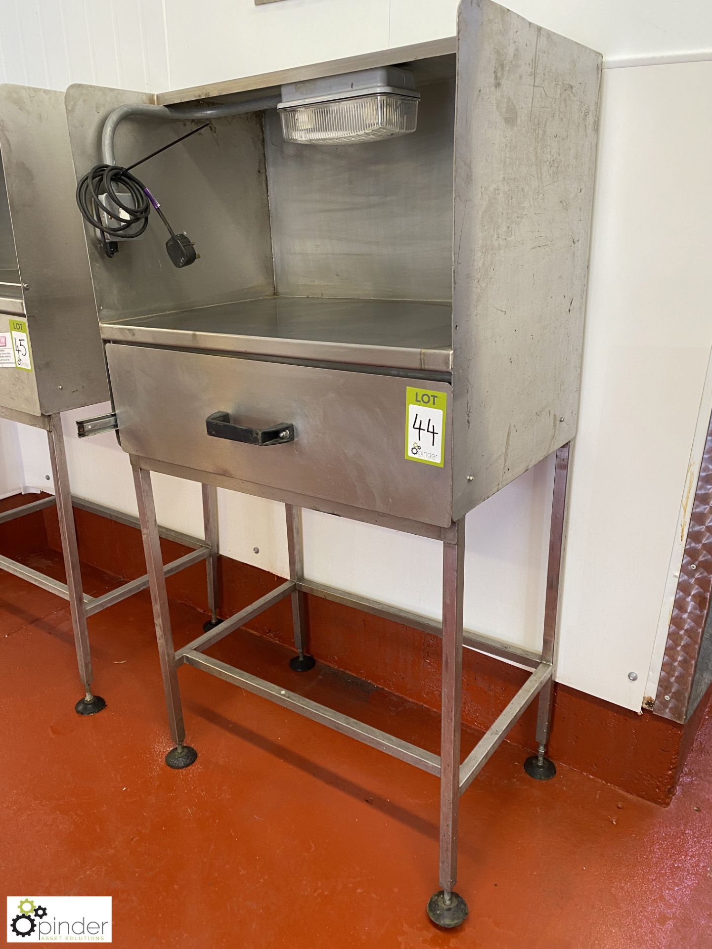 Stainless steel Inspection Booth, with drawer, 750mm x 800mm x 1460mm (Lift Out Fee: £10 plus VAT) - Image 2 of 3