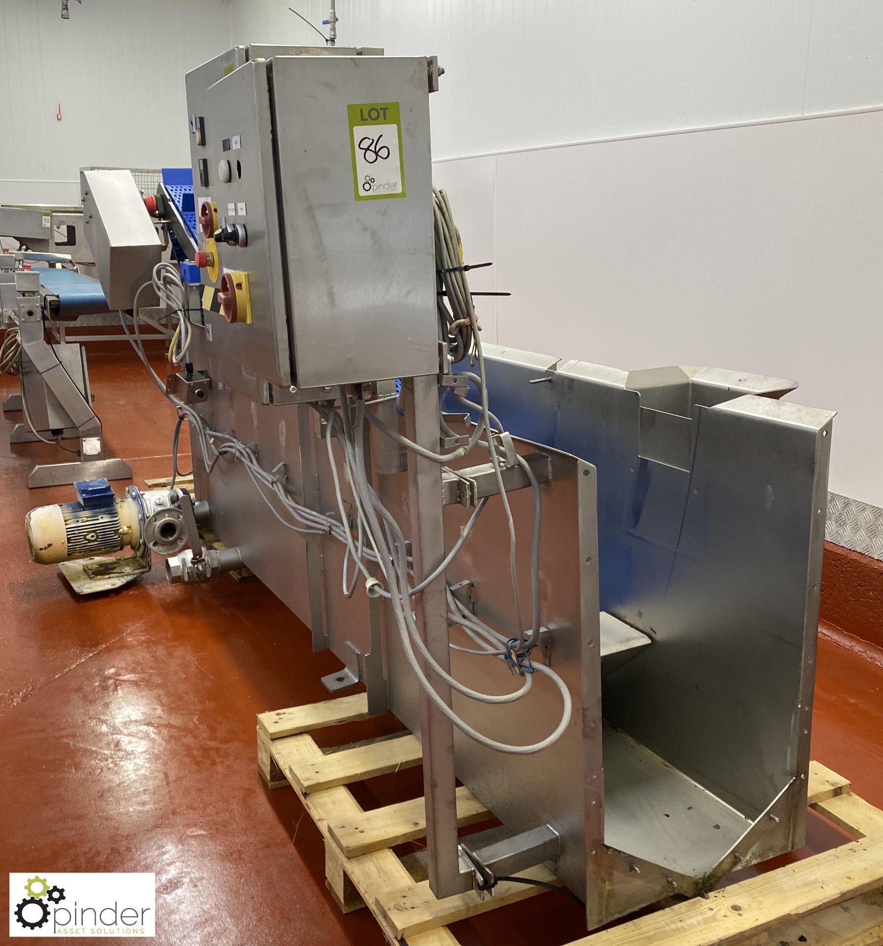 Food Technology tank mounted inclined Conveyor System, 2500mm x 370mm, with control panel and - Image 2 of 11