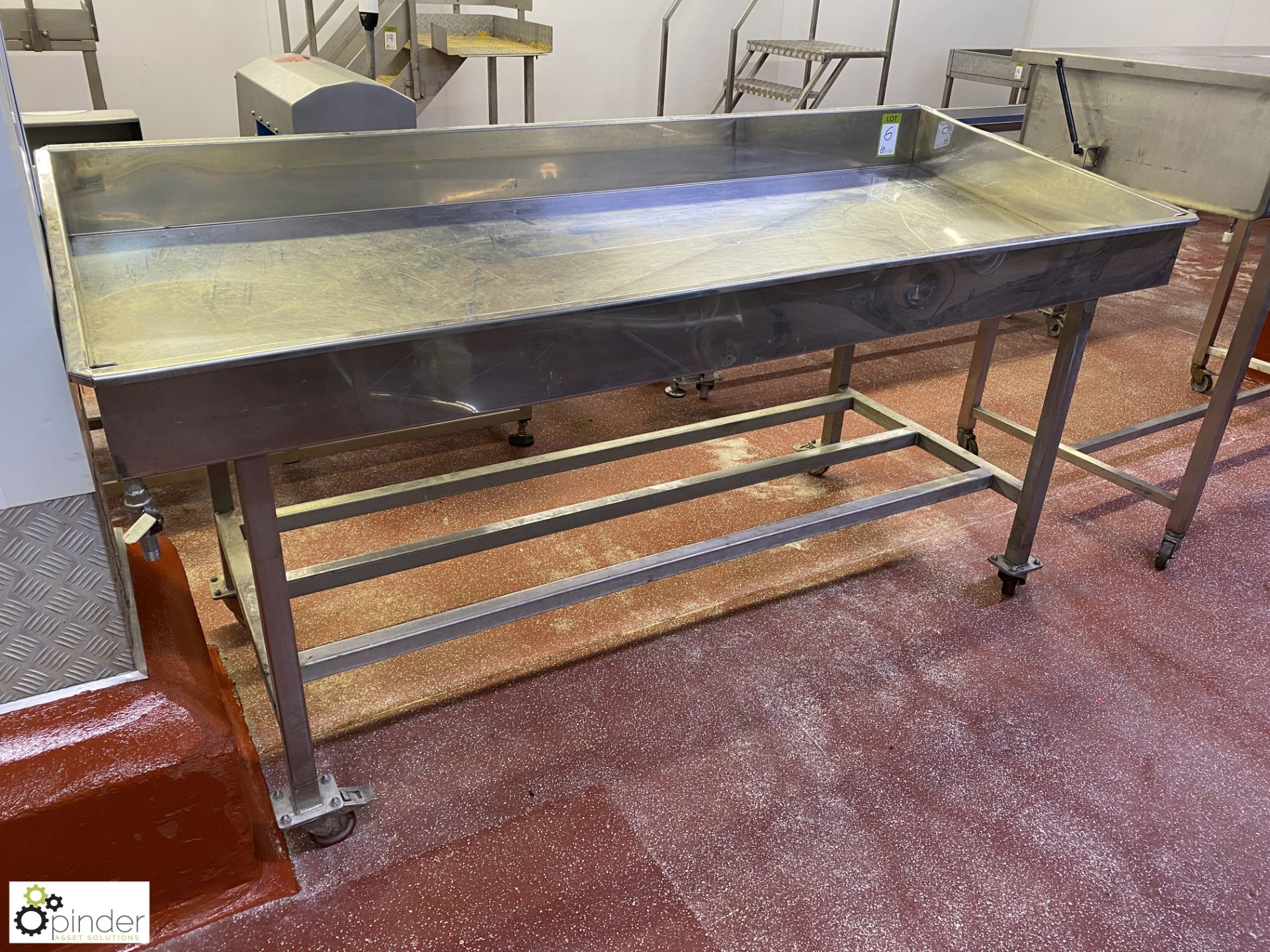 Stainless steel sloped mobile Gutting Table/Tank, 2050mm x 840mm x 950mm (Lift Out Fee: £10 plus