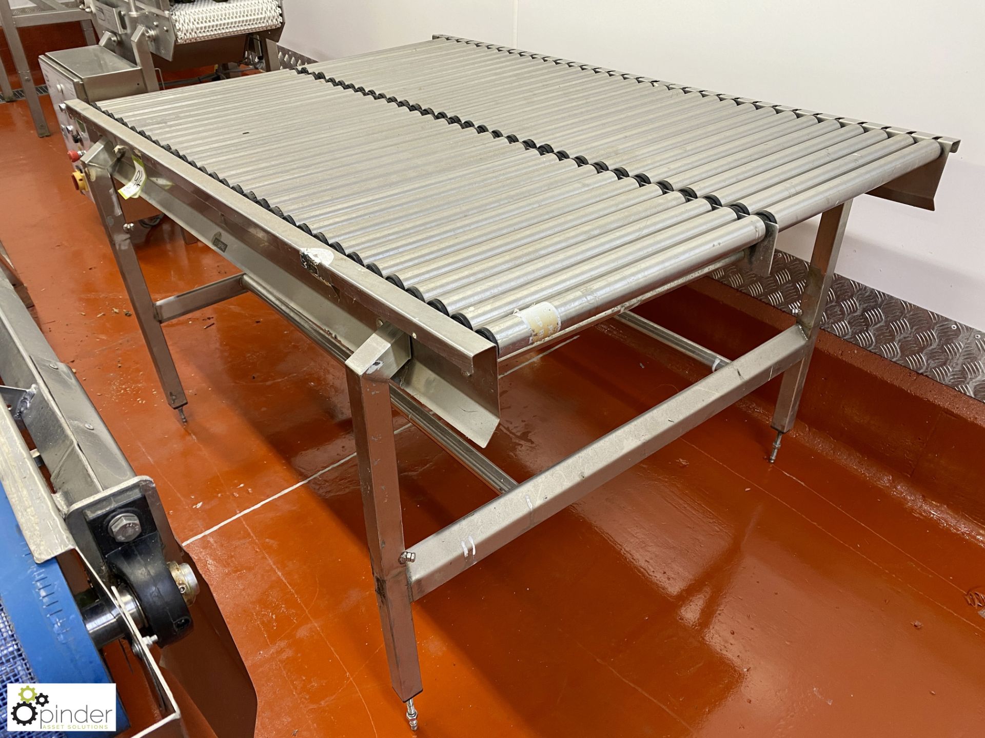 Stainless steel twin lane Roller Conveyor Table, 1450mm x 500mm per lane (Lift Out Fee: £30 plus
