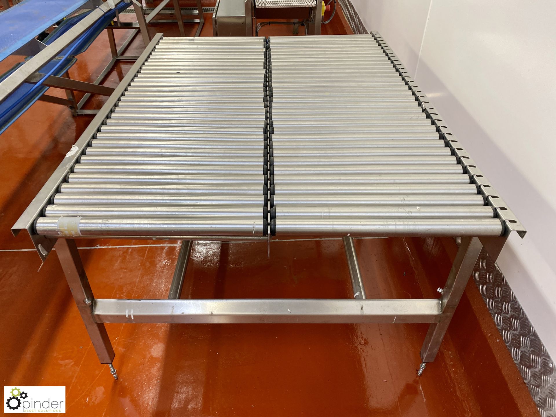 Stainless steel twin lane Roller Conveyor Table, 1450mm x 500mm per lane (Lift Out Fee: £30 plus - Image 3 of 5