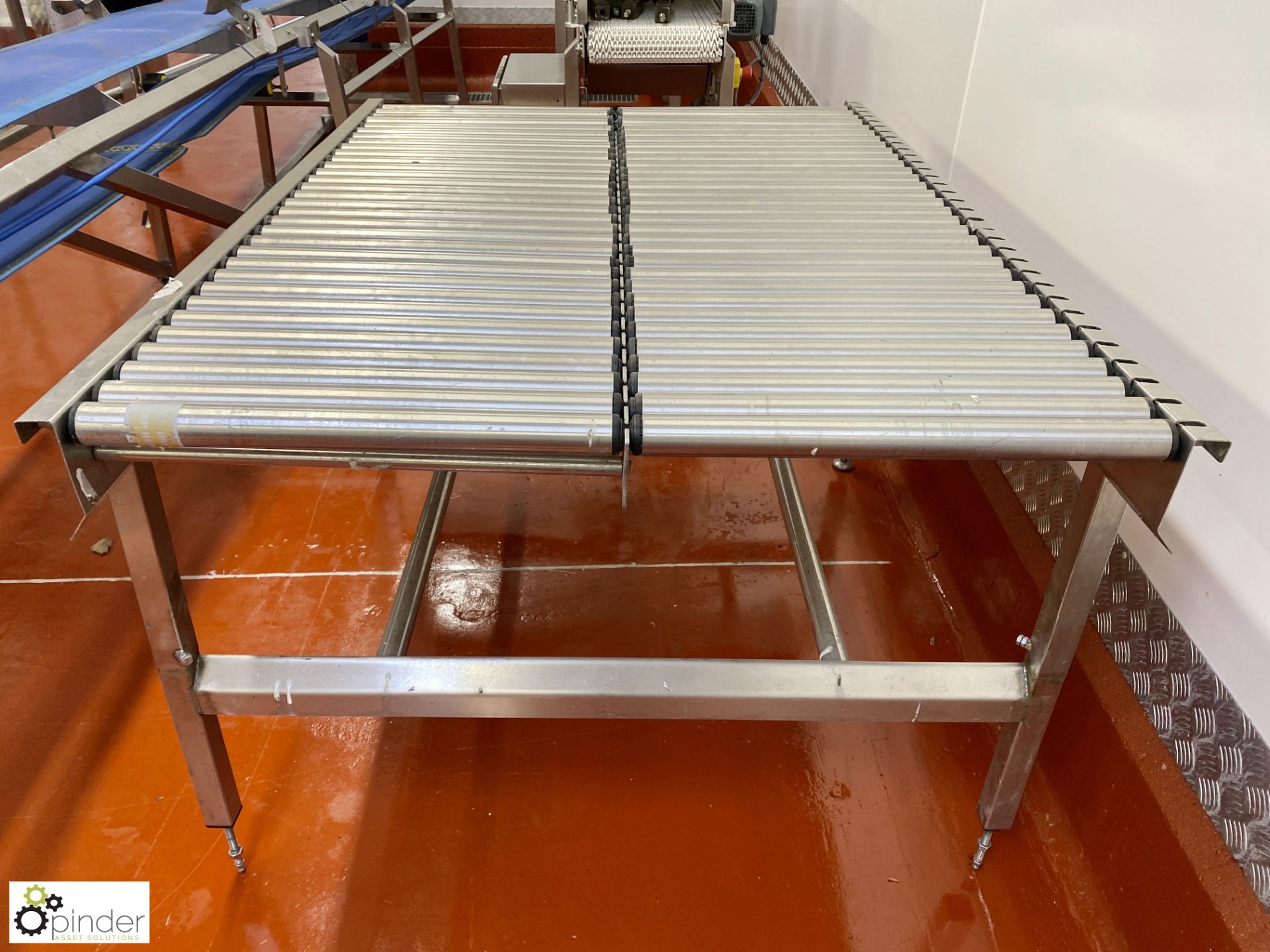 Stainless steel twin lane Roller Conveyor Table, 1450mm x 500mm per lane (Lift Out Fee: £30 plus - Image 2 of 5