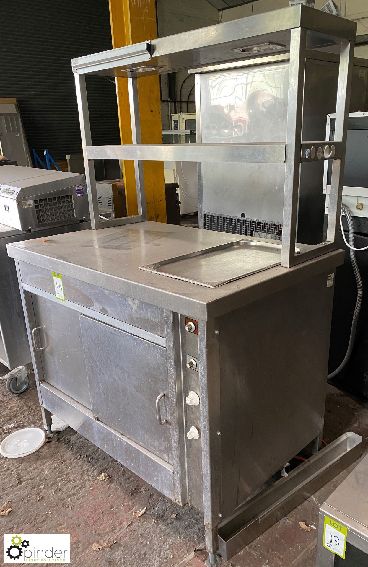 Stainless steel heated Servery Counter, 1100mm x 700mm x 400mm, with pass - Image 2 of 4