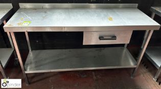 Stainless steel Preparation Table, 1600mm x 600mm x 860mm, with utensil drawer and under shelf