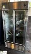 True stainless steel double door Drinks Chiller, 1000mm x 750mm x 2000mm