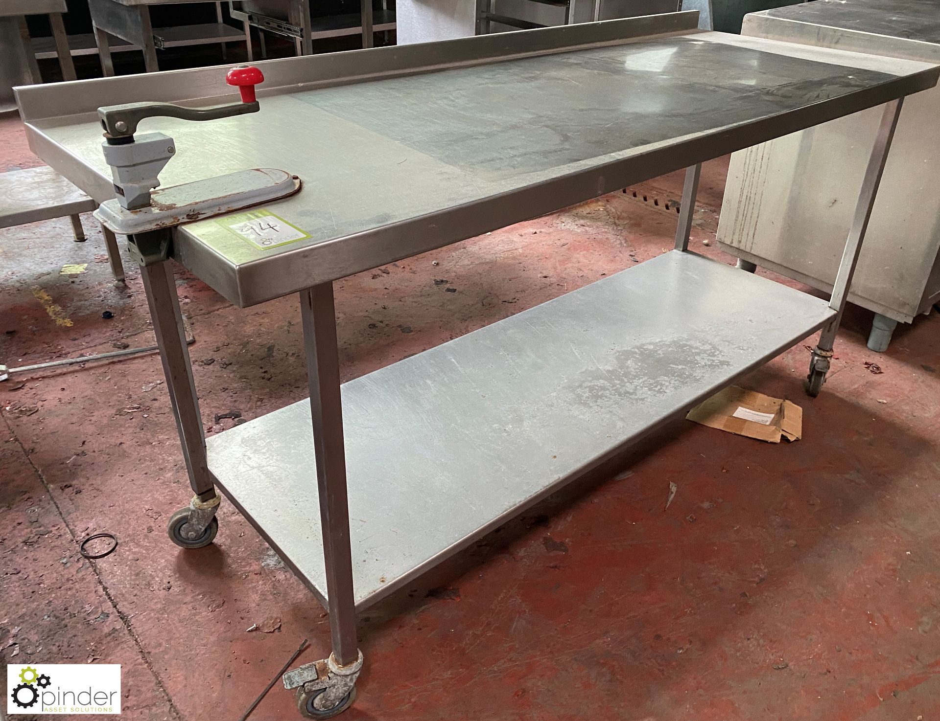 Mobile Preparation Table, 1800mm x 700mm x 870mm, with under shelf and can opener - Image 2 of 4