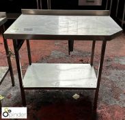 Stainless steel shaped Preparation Table, 1050mm x 700mm x 900mm, with under shelf