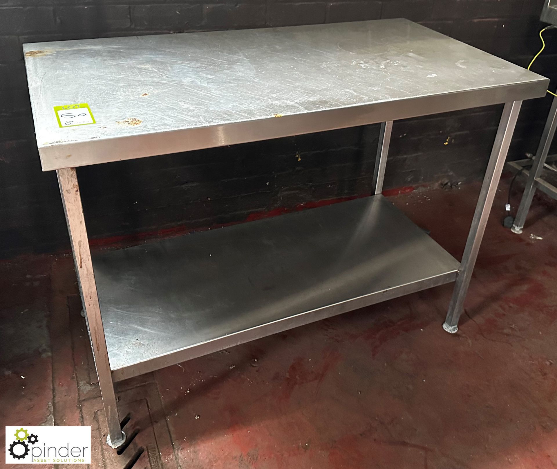Stainless steel Preparation Table, 1200mm x 640mm x 900mm, with under shelf - Image 2 of 3