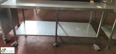 Stainless steel mobile Preparation Table, 1740mm x 900mm x 860mm, with under shelf