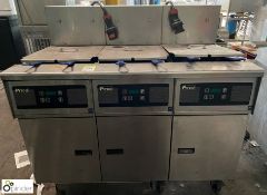 Pitco mobile triple twin-basket Deep Fat Fryer, 400volts, 1700mm x 770mm x 910mm, with baskets