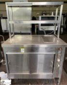 Stainless steel heated Servery Counter, 1100mm x 700mm x 400mm, with pass