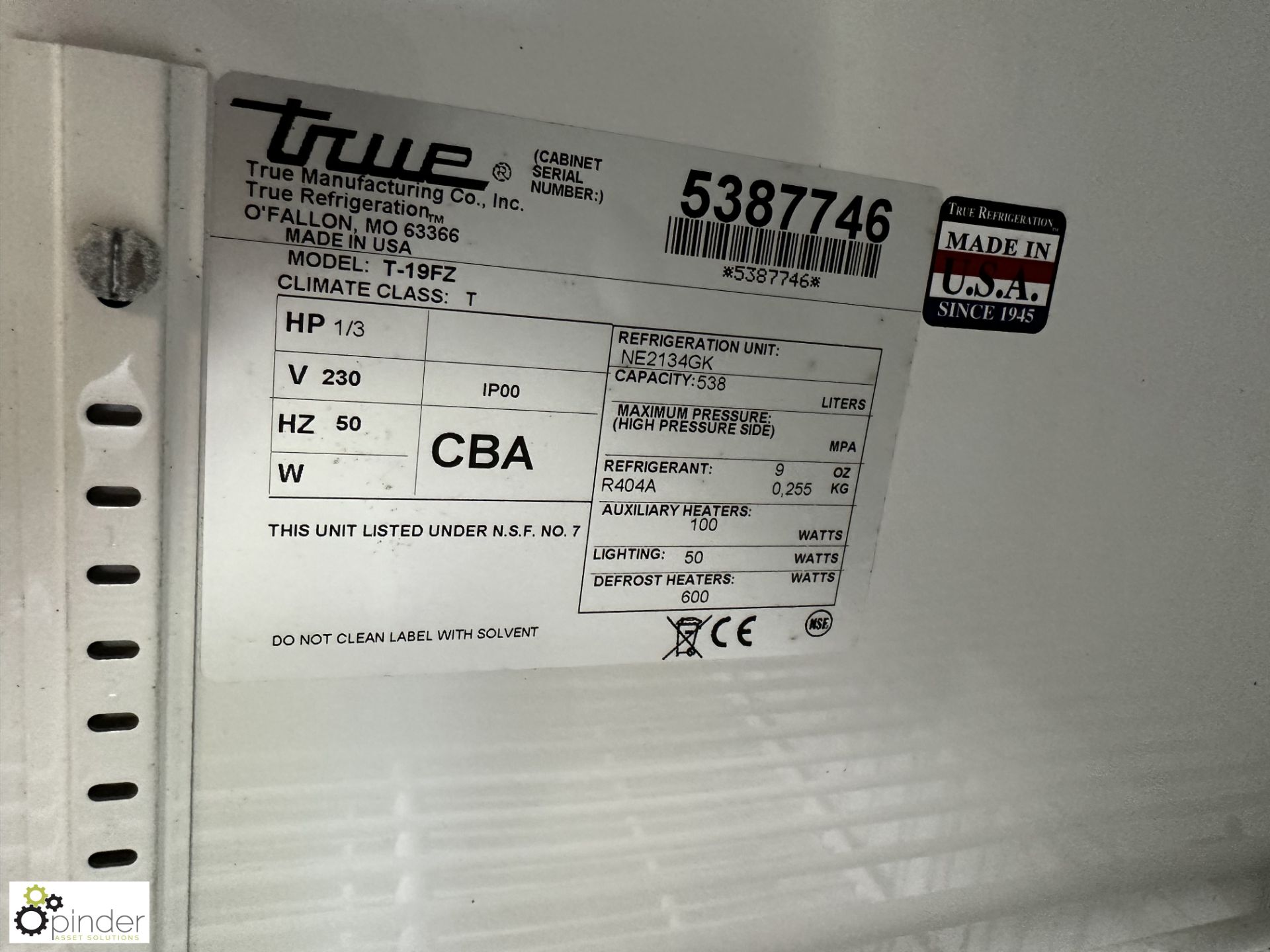 True T-19FZ stainless steel mobile single door Freezer, 680mm x 680mm x 2000mm - Image 4 of 5