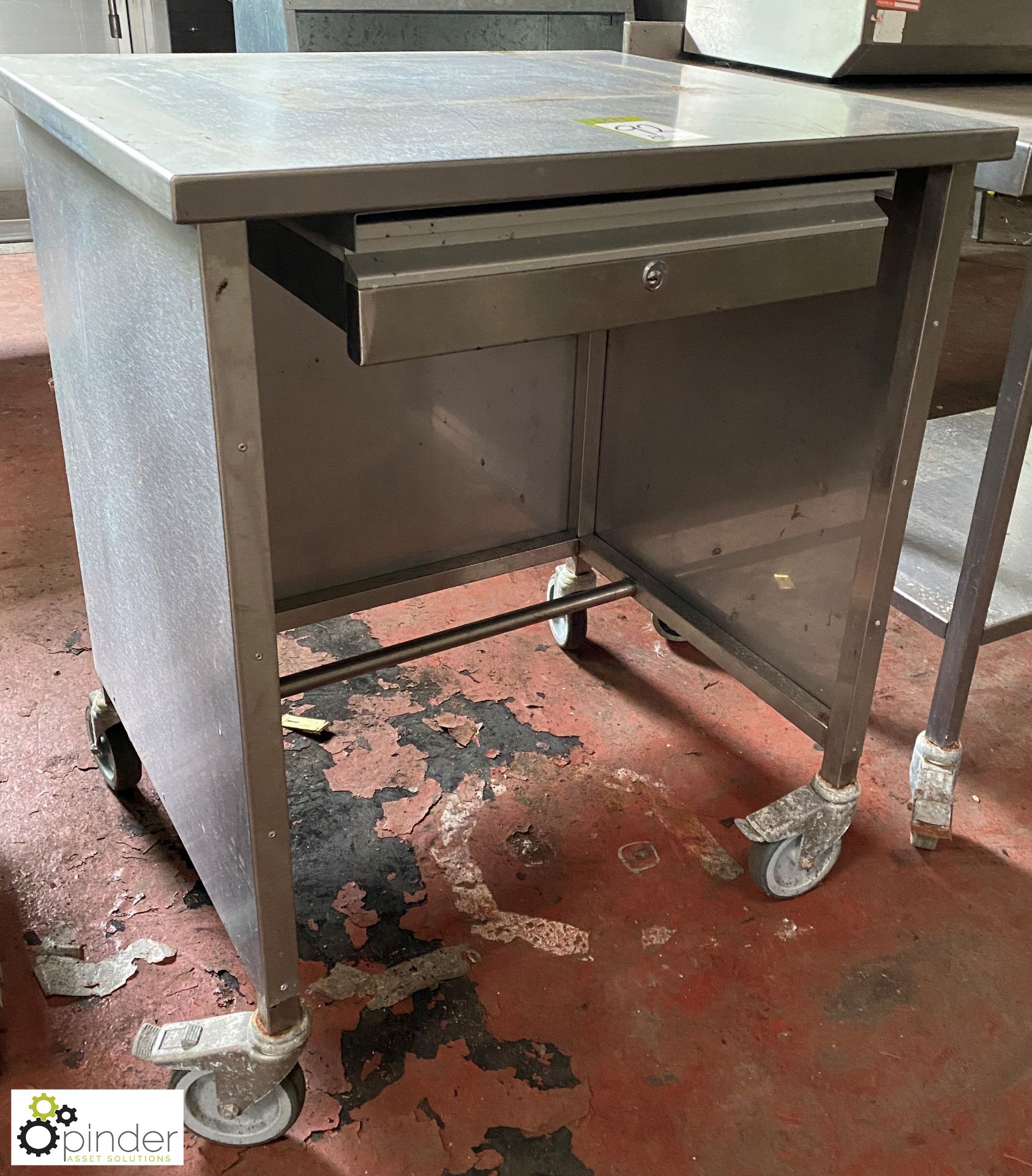 Stainless steel mobile Stand, 750mm x 650mm x 890mm, with utensils drawer