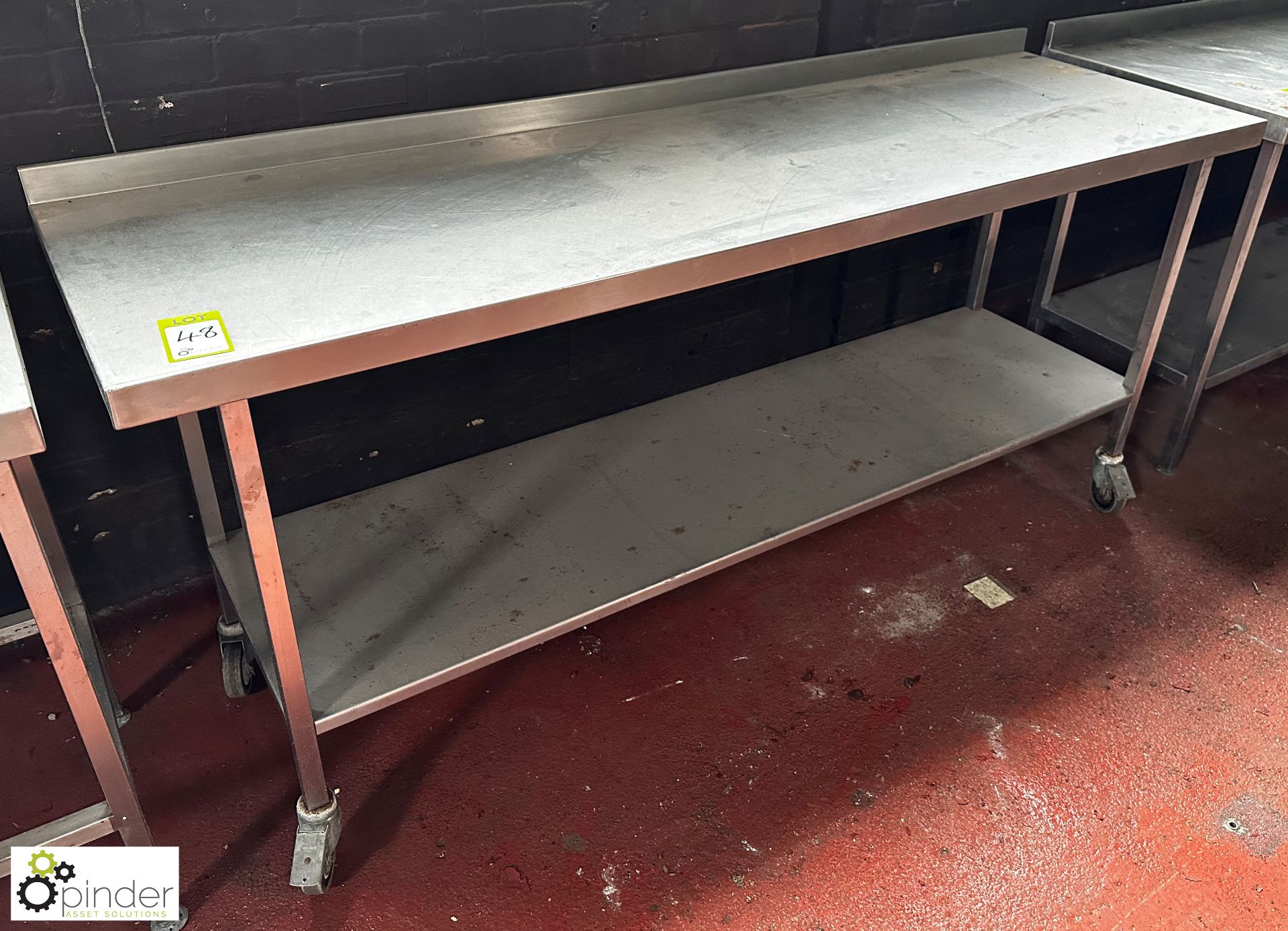 Stainless steel mobile Preparation Table, 2000mm x 600mm x 870mm, with under shelf - Image 2 of 3
