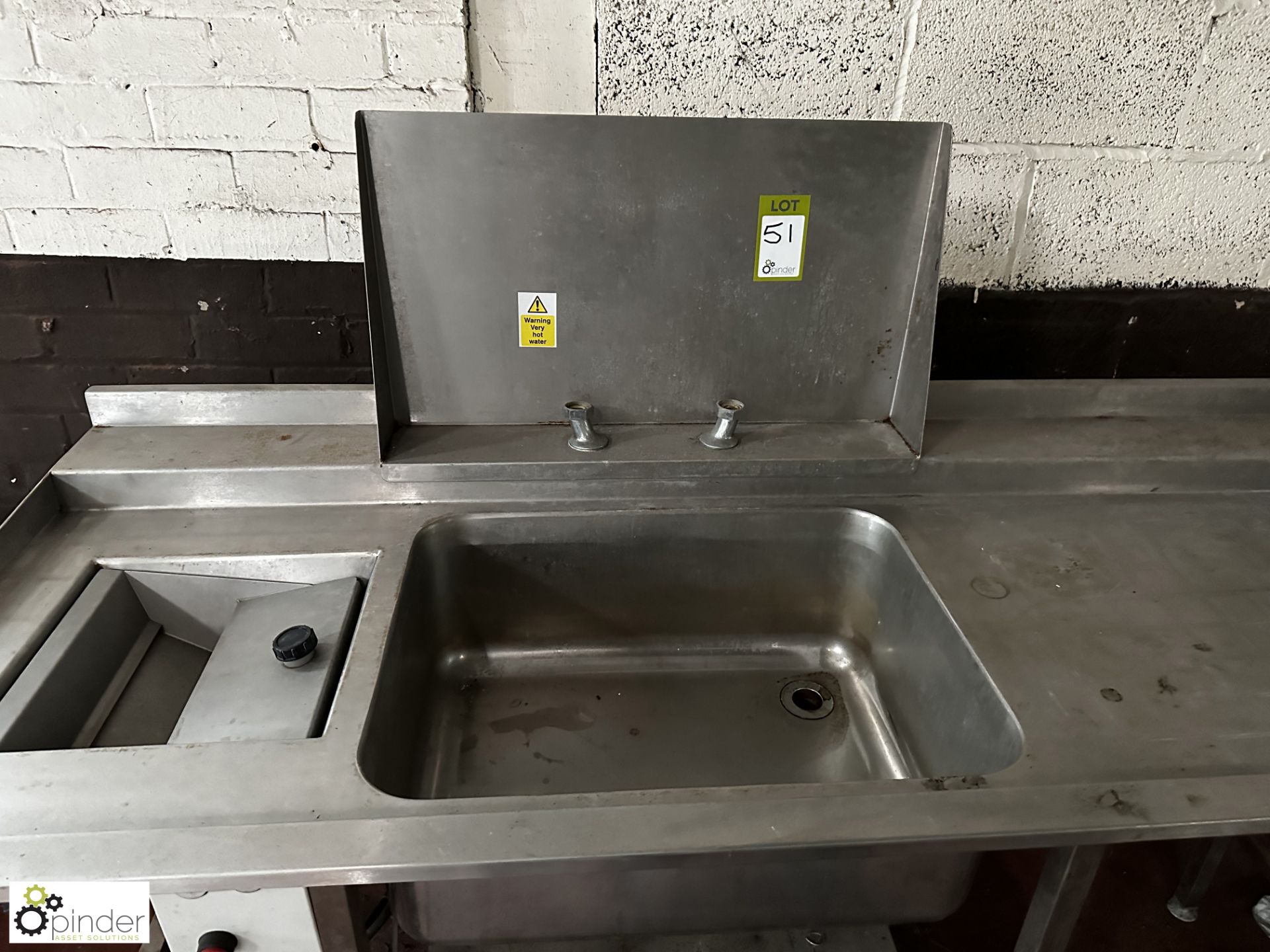 Stainless steel Wash Sink, 1800mm x 710mm x 810mm, with waste disposal unit - Image 3 of 5