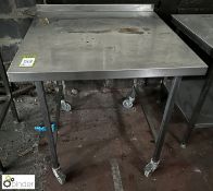 Stainless steel mobile Preparation Table, 900mm x 900mm x 860mm