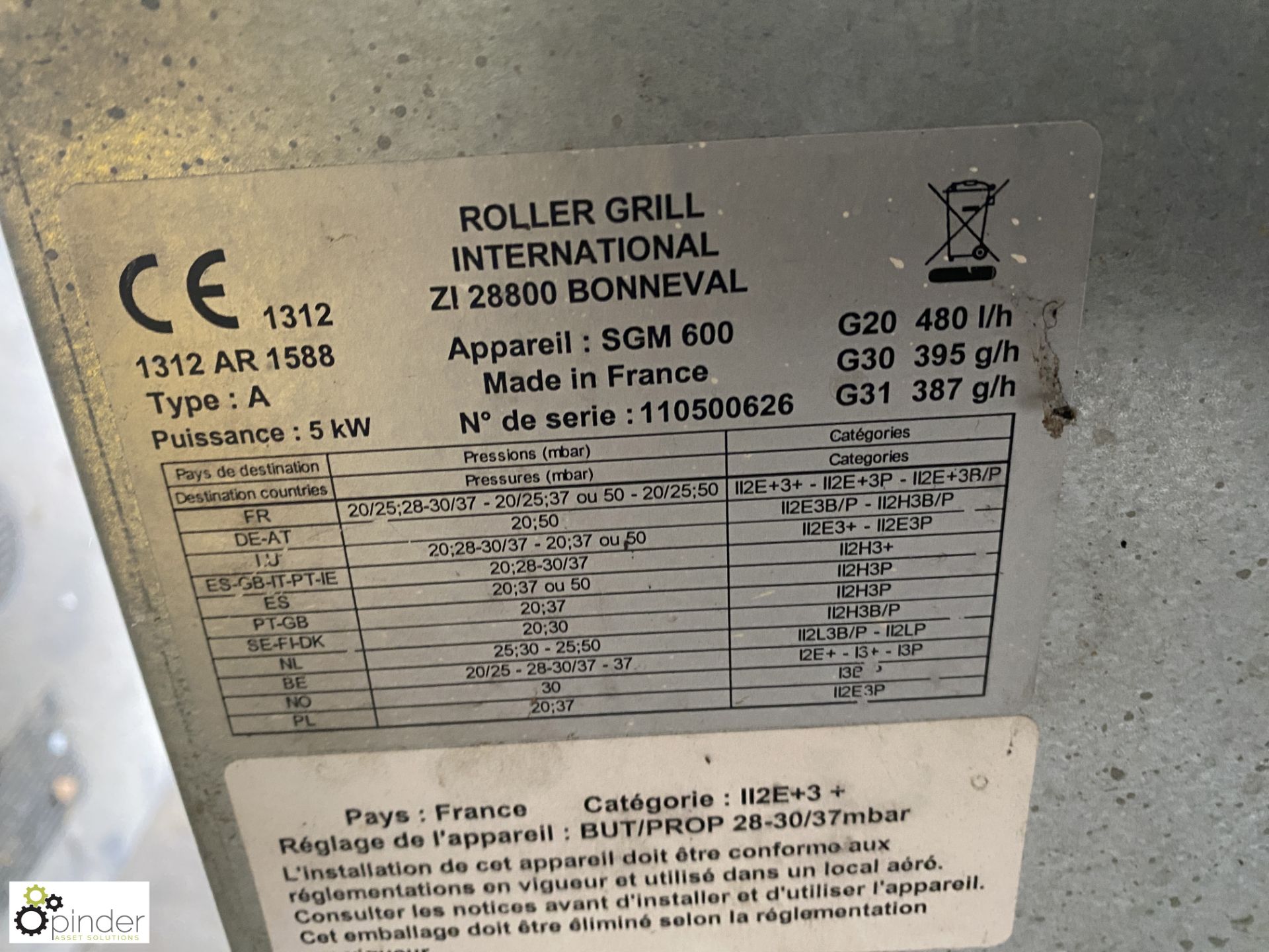 Roller Grill SGM600 Salamander, 240volts, with stand - Image 3 of 4