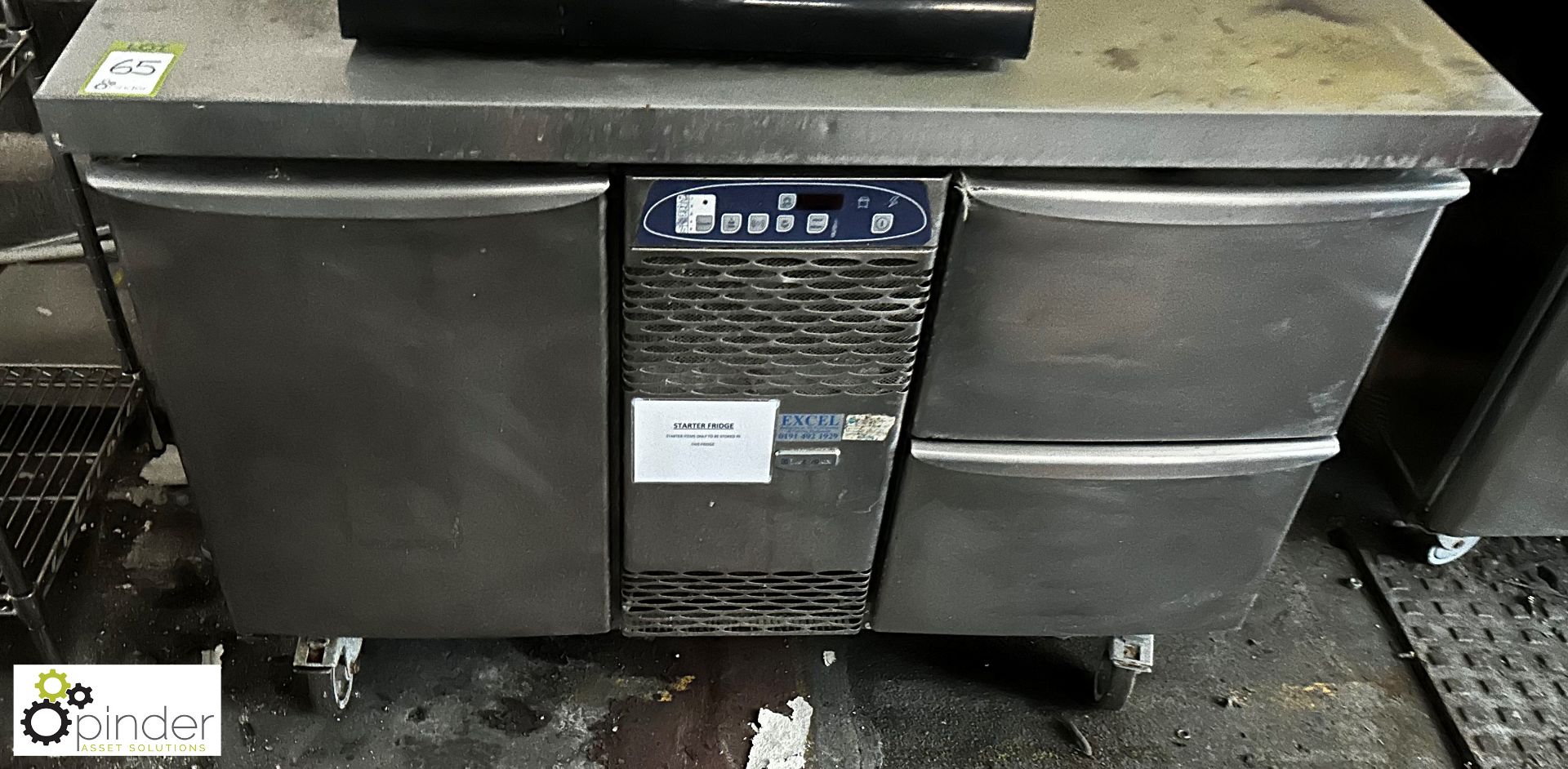 Electrolux stainless steel mobile 2-drawer 1-door Refrigerated Cabinet, 1270mm x 700mm x 850mm,