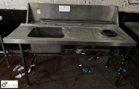 Stainless steel Wash Down Sink, 1690mm x 830mm x 910mm, with bin shoot