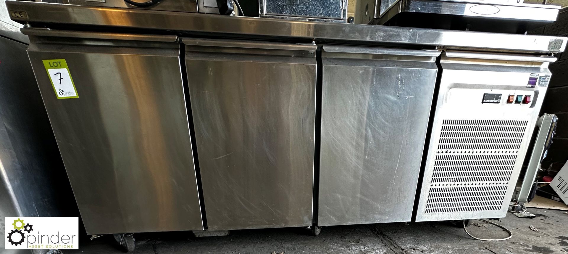 Stainless steel mobile 3-door Refrigerated Counter, 1880mm x 700mm x 860mm