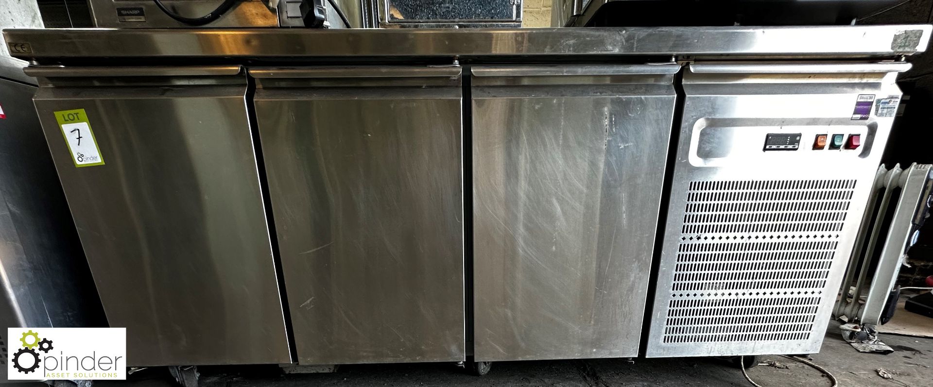 Stainless steel mobile 3-door Refrigerated Counter, 1880mm x 700mm x 860mm - Image 7 of 8