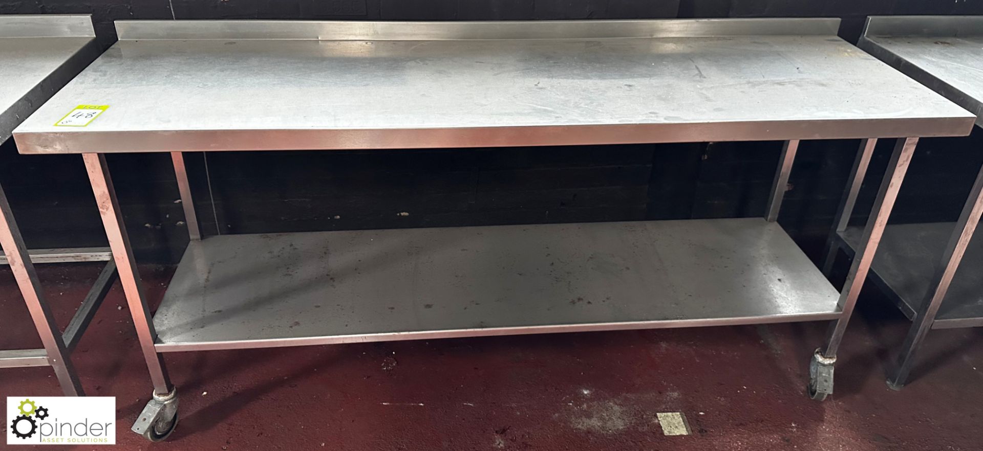 Stainless steel mobile Preparation Table, 2000mm x 600mm x 870mm, with under shelf