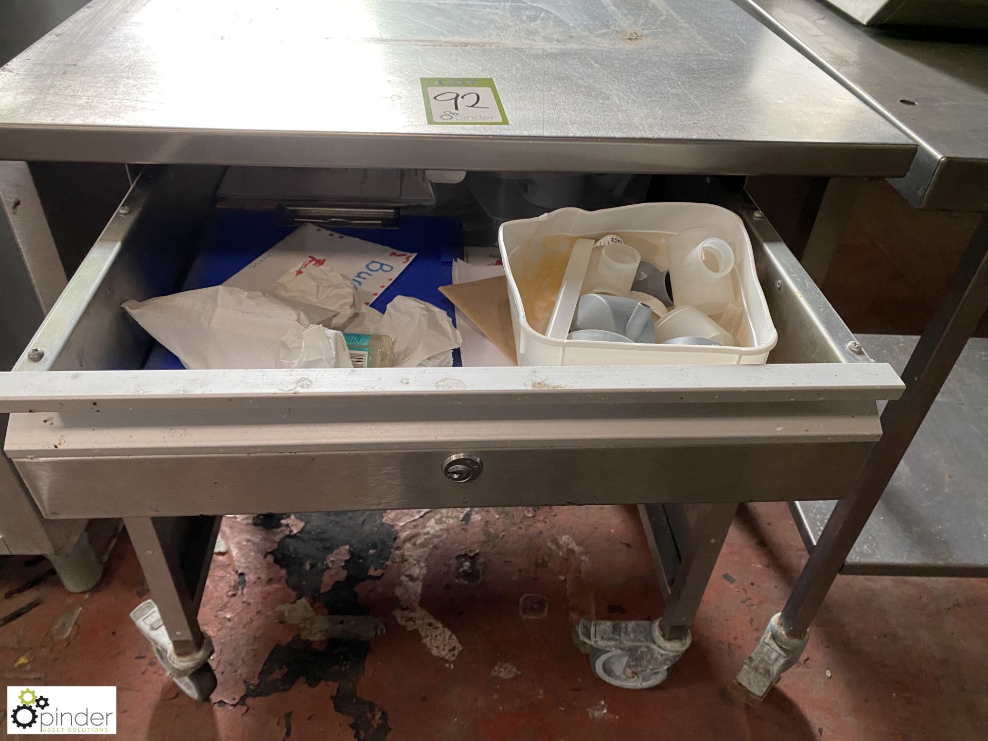 Stainless steel mobile Stand, 750mm x 650mm x 890mm, with utensils drawer - Image 3 of 4