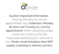 Auction Important Information - Viewing: Monday 19 June by appointment only; Collection: Monday 26