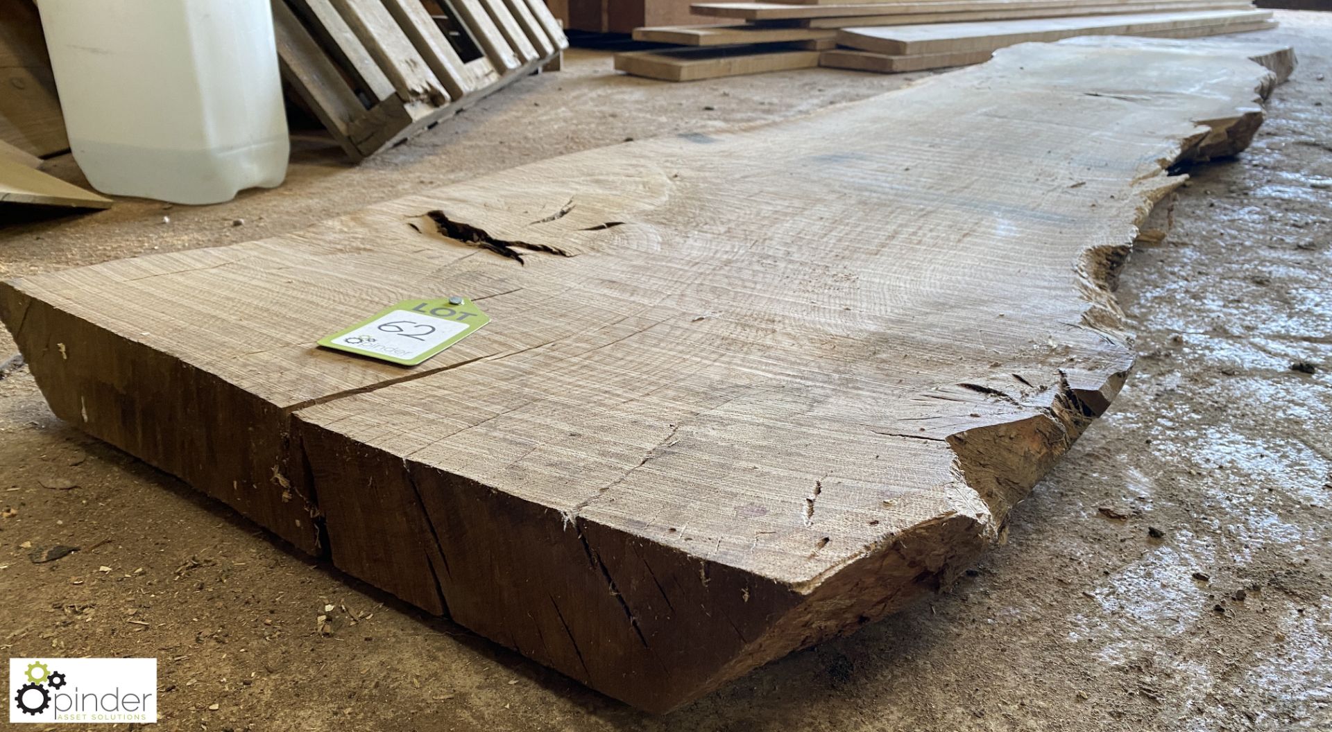 Air dried Oak Board, 3380mm x 550mm average x 80mm - Image 2 of 9